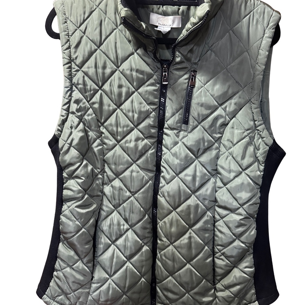 Green Quilted Women's Vest Large